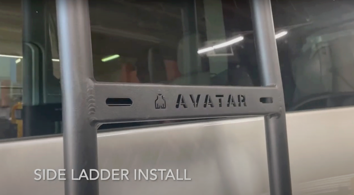 Avatar NV3500 Van Side Ladder, gray metal with embossed AVATAR logo, Avatar Offroad on Tampa Home & Garden Store