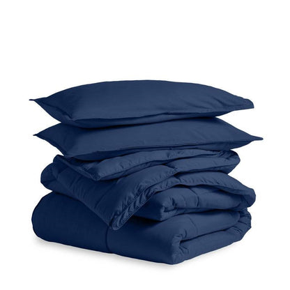 Juego de edredón alternativo de plumas extrasuave tamaño Full/Doble en azul marino
