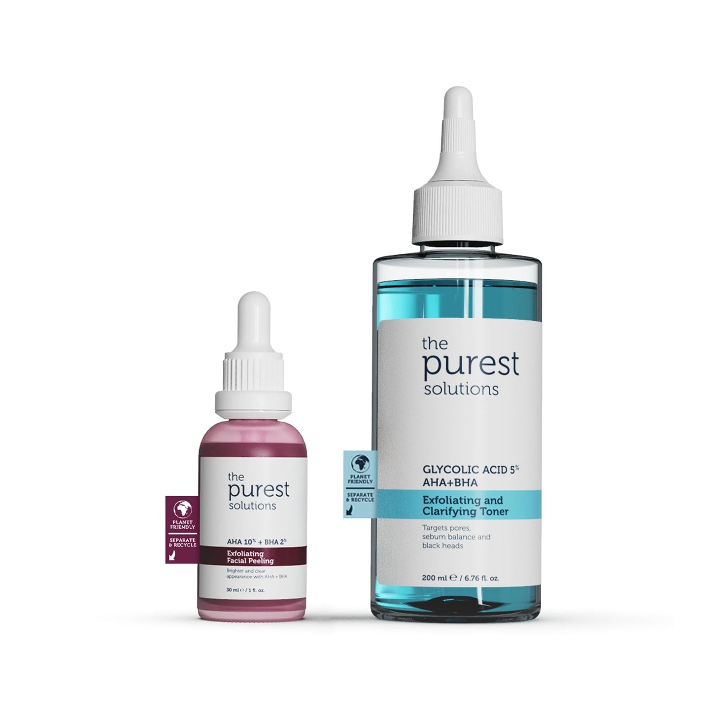 The Purest Solutions toner and exfoliating facial peeling duo; glycolic acid toner + AHA/BHA peel on Tampa Home & Garden Store