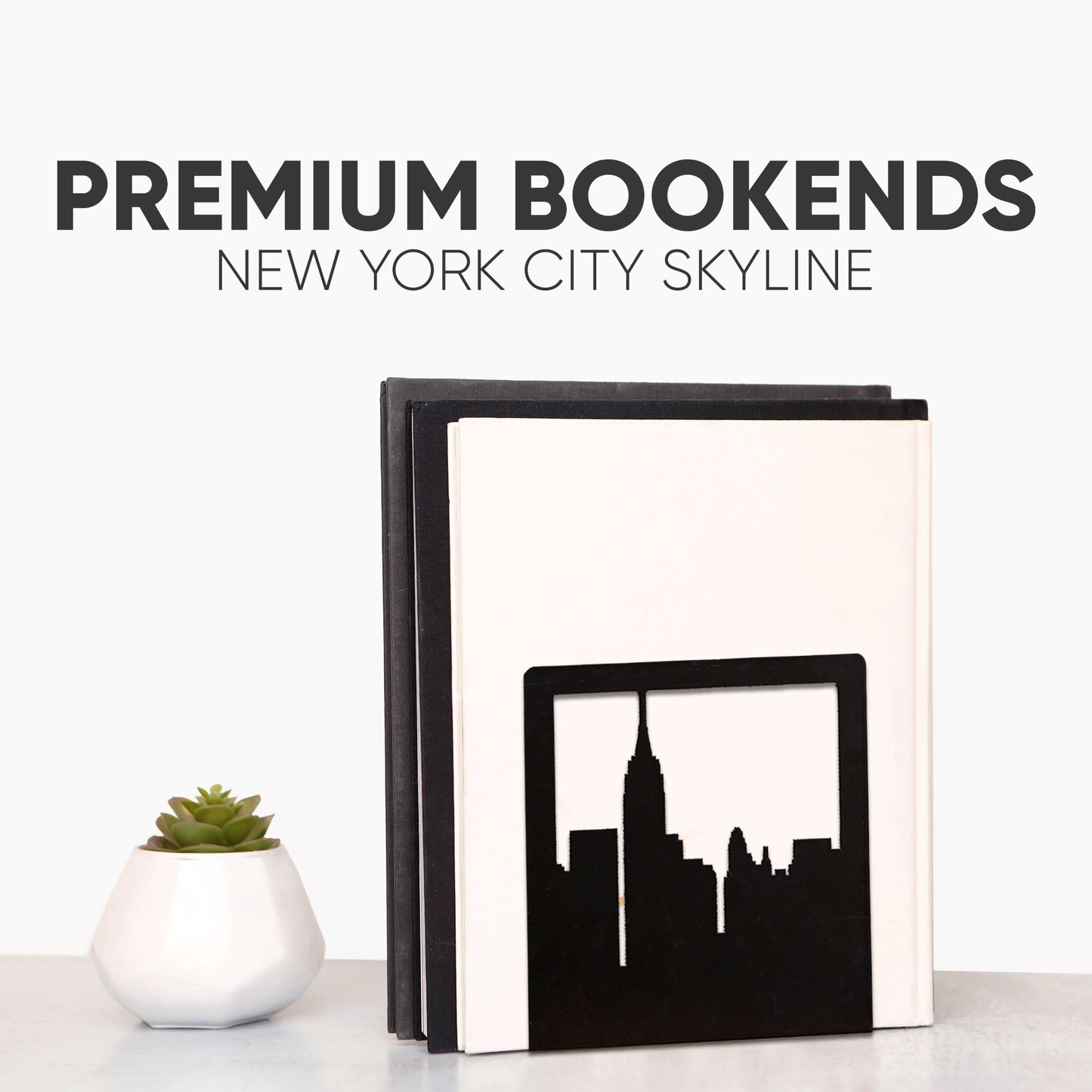 NYC Skyline Bookends – Decorative Metal Book Ends by Geomod - Tampa Home & Garden Store