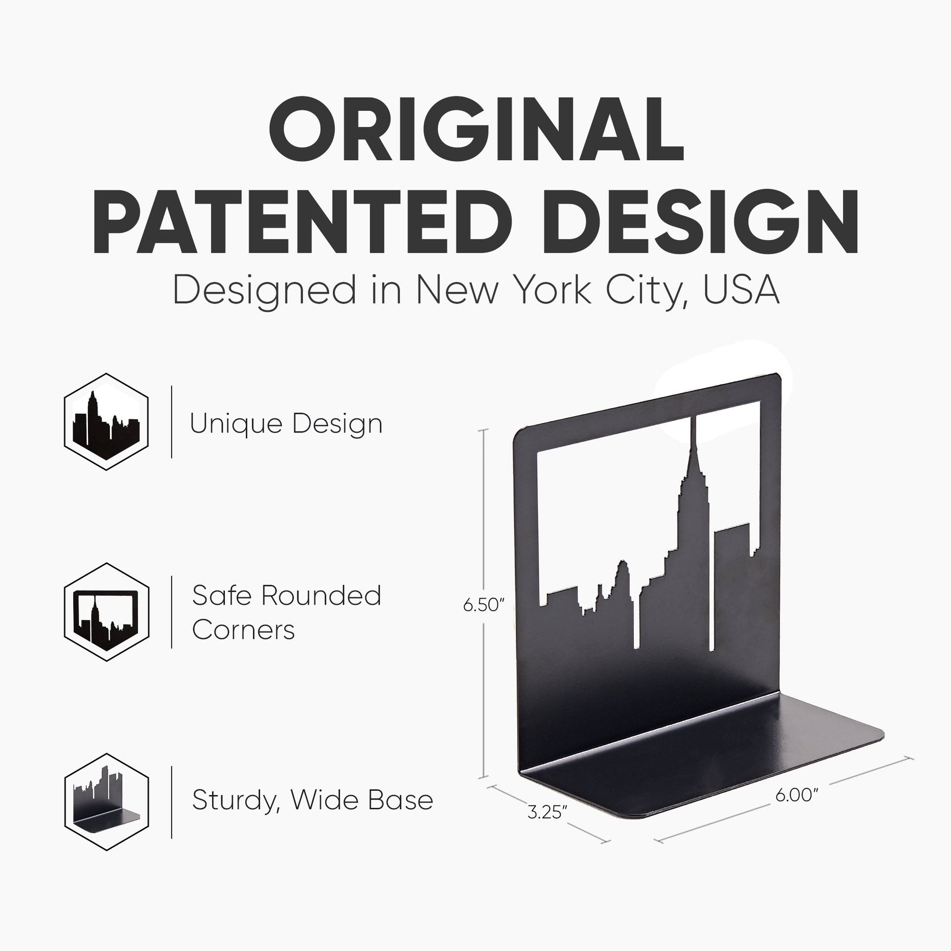 NYC Skyline Bookends – Decorative Metal Book Ends by Geomod - Tampa Home & Garden Store