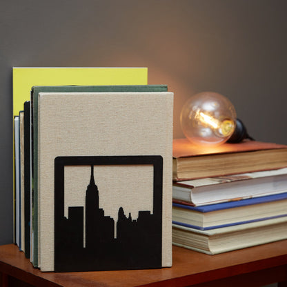 NYC Skyline Bookends – Decorative Metal Book Ends by Geomod - Tampa Home & Garden Store