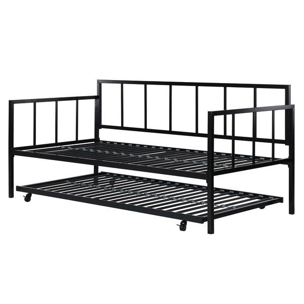 Sofá cama individual de metal resistente con cama nido extraíble