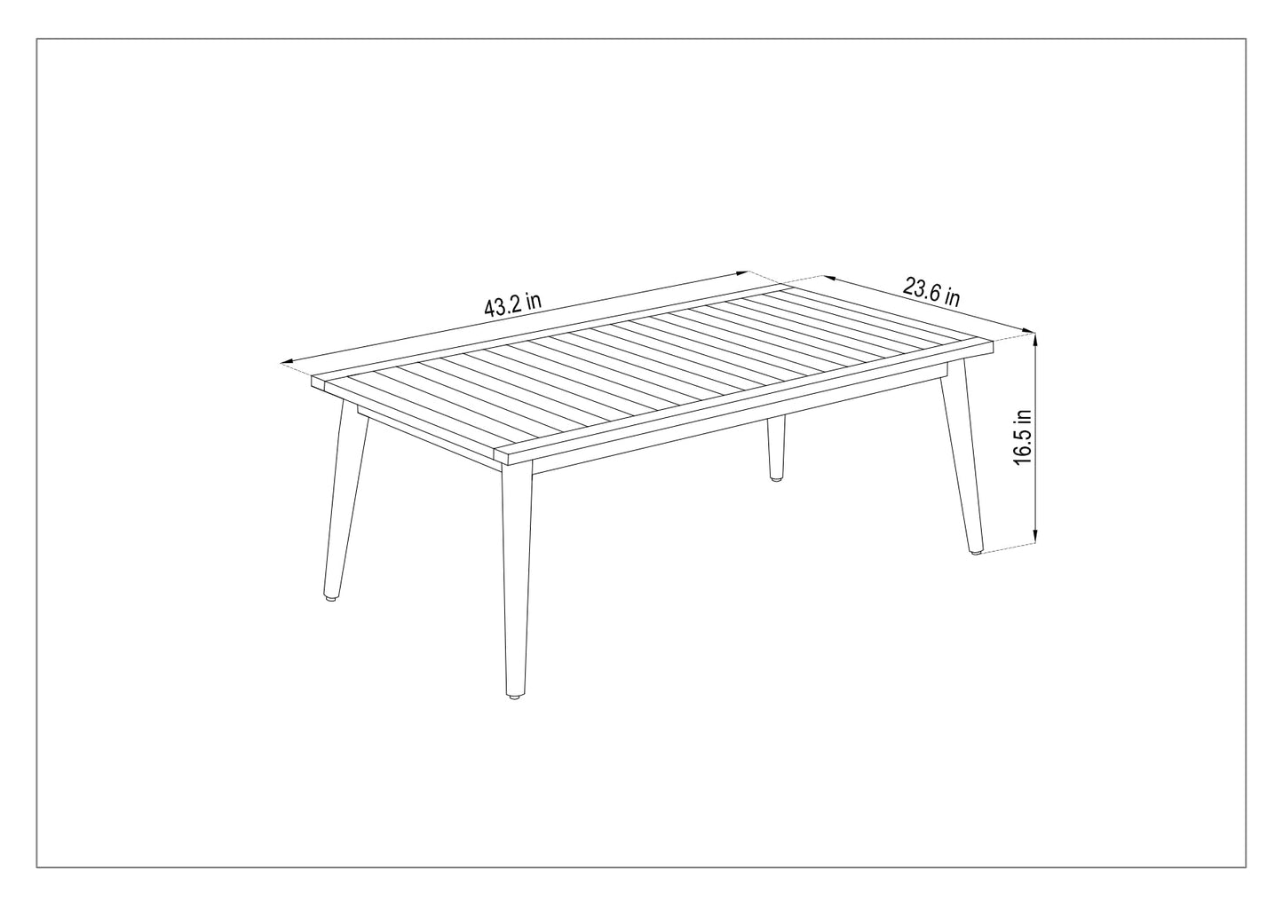 Panther Outdoor Patio Table with wicker top and FSC wood, 43.2 in L x 23.6 in W x 16.5 in H on Tampa Home & Garden Store