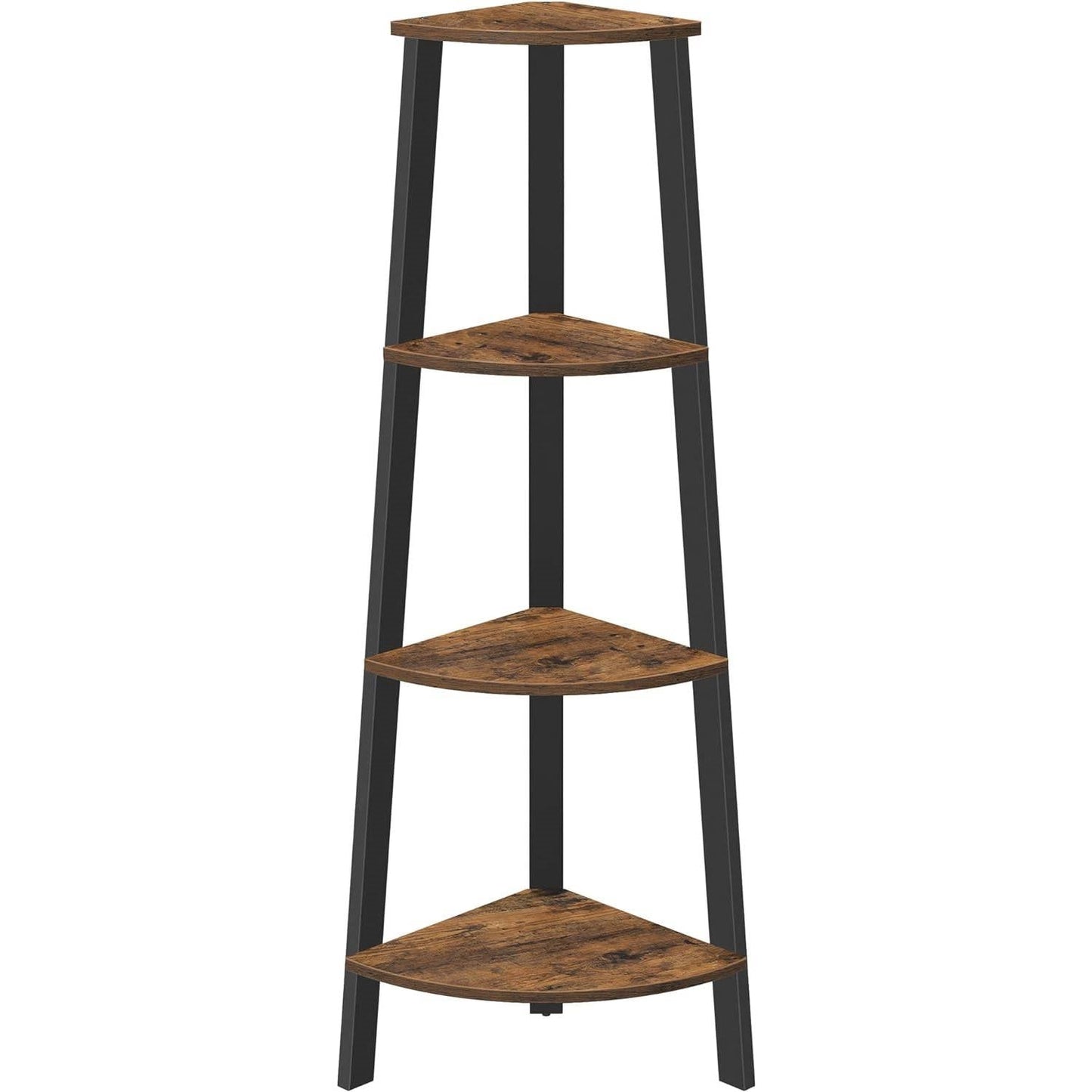 Narrow 3-Shelf Corner Shelving Unit Plant Stand Bookcase in Brown Black Wood - Tampa Home & Garden Store
