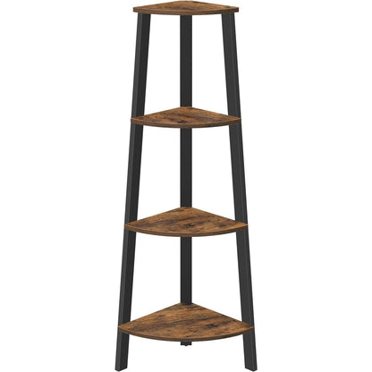 Narrow 3-Shelf Corner Shelving Unit Plant Stand Bookcase in Brown Black Wood - Tampa Home & Garden Store