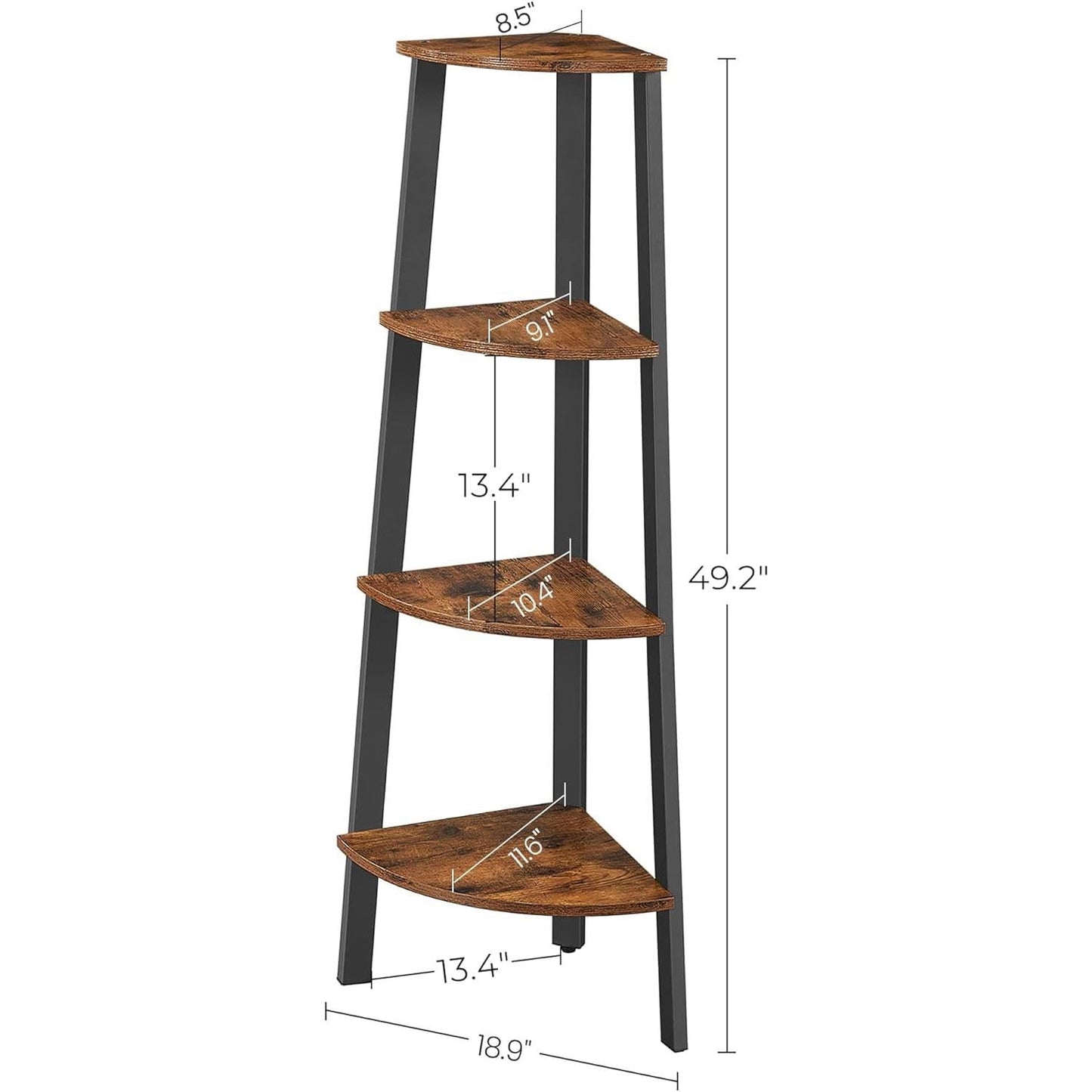 Narrow 3-Shelf Corner Shelving Unit Plant Stand Bookcase in Brown Black Wood - Tampa Home & Garden Store