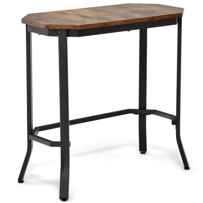 Narrow End Table with Rustic Wood Grain top and black steel frame by DirectDeals on Tampa Home & Garden Store