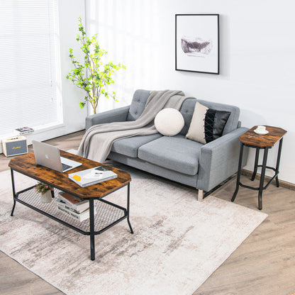 Narrow End Table with Rustic Wood Grain and Stable Steel Frame by DirectDeals on Tampa Home & Garden Store