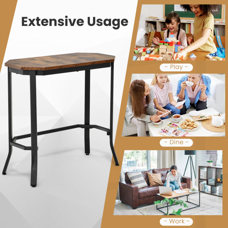 Narrow End Table with rustic wood grain top and stable black steel frame DirectDeals on Tampa Home & Garden Store