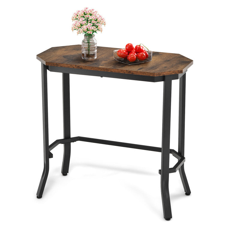 Narrow end table with rustic wood grain top and sturdy black steel frame DirectDeals on Tampa Home & Garden Store