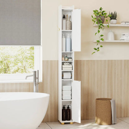 Slim Bath Storage Cabinet with Shelves and Holder
