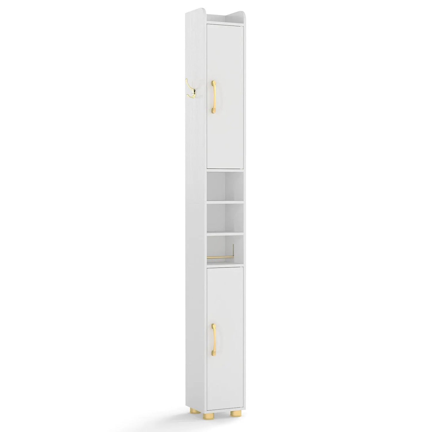 Slim Bath Storage Cabinet with Shelves and Holder