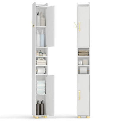 Slim Bath Storage Cabinet with Shelves and Holder