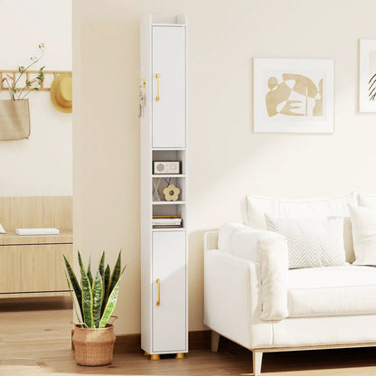 Slim Bath Storage Cabinet with Shelves and Holder