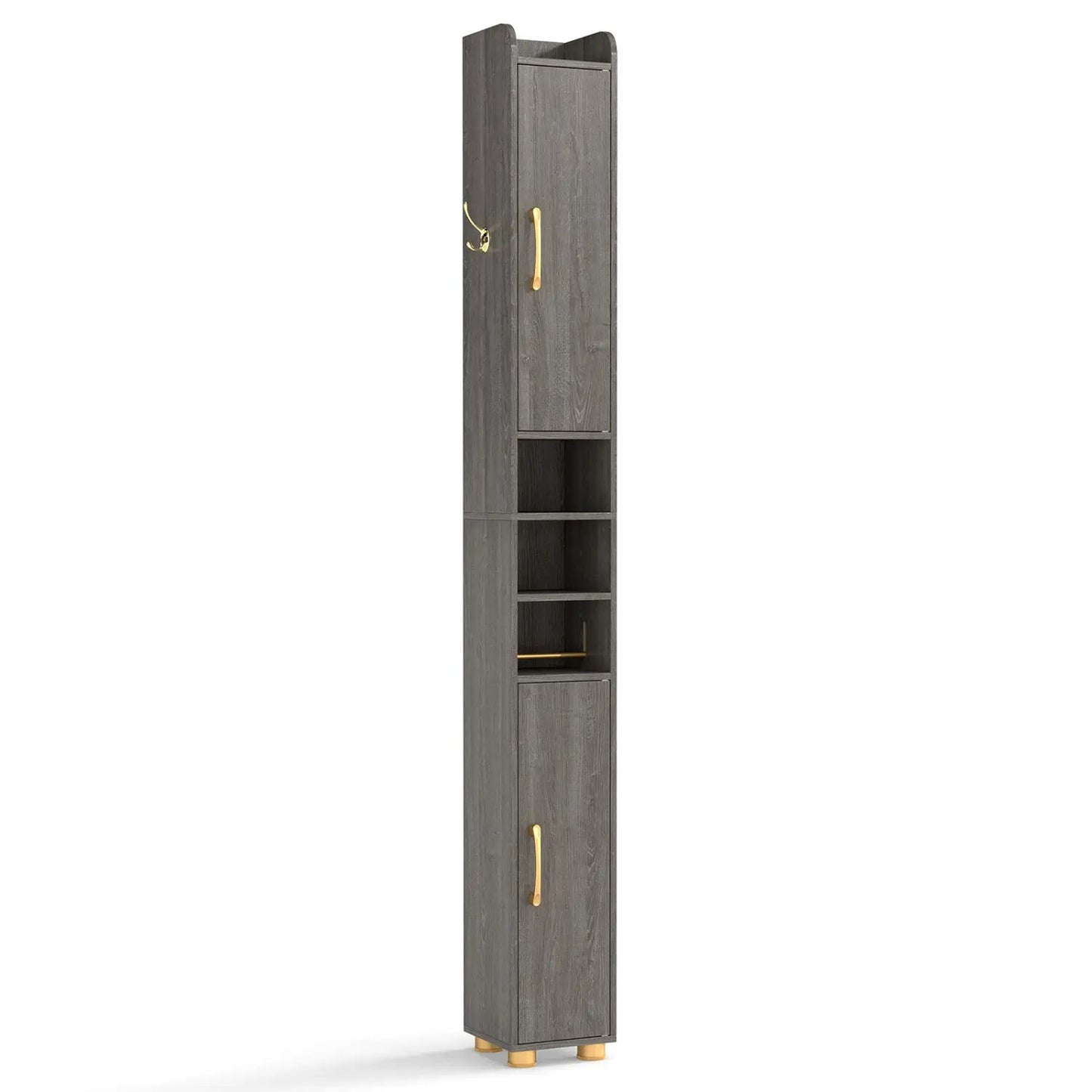 Slim Bath Storage Cabinet with Shelves and Holder