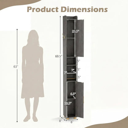 Slim Bath Storage Cabinet with Shelves and Holder