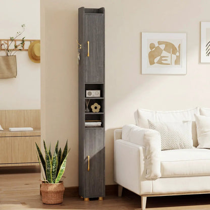 Slim Bath Storage Cabinet with Shelves and Holder