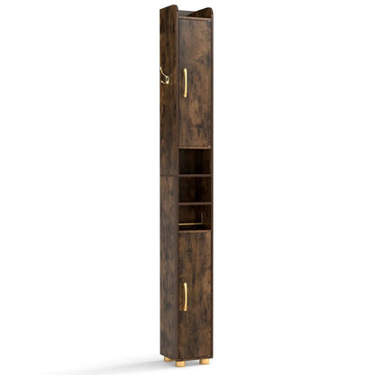 Slim Bath Storage Cabinet with Shelves and Holder
