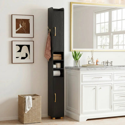 Slim Bath Storage Cabinet with Shelves and Holder