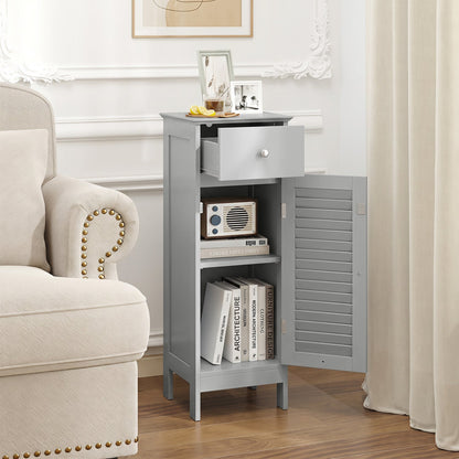 Narrow bathroom storage cabinet with adjustable shelf by DirectDeals, gray, top drawer on Tampa Home & Garden Store