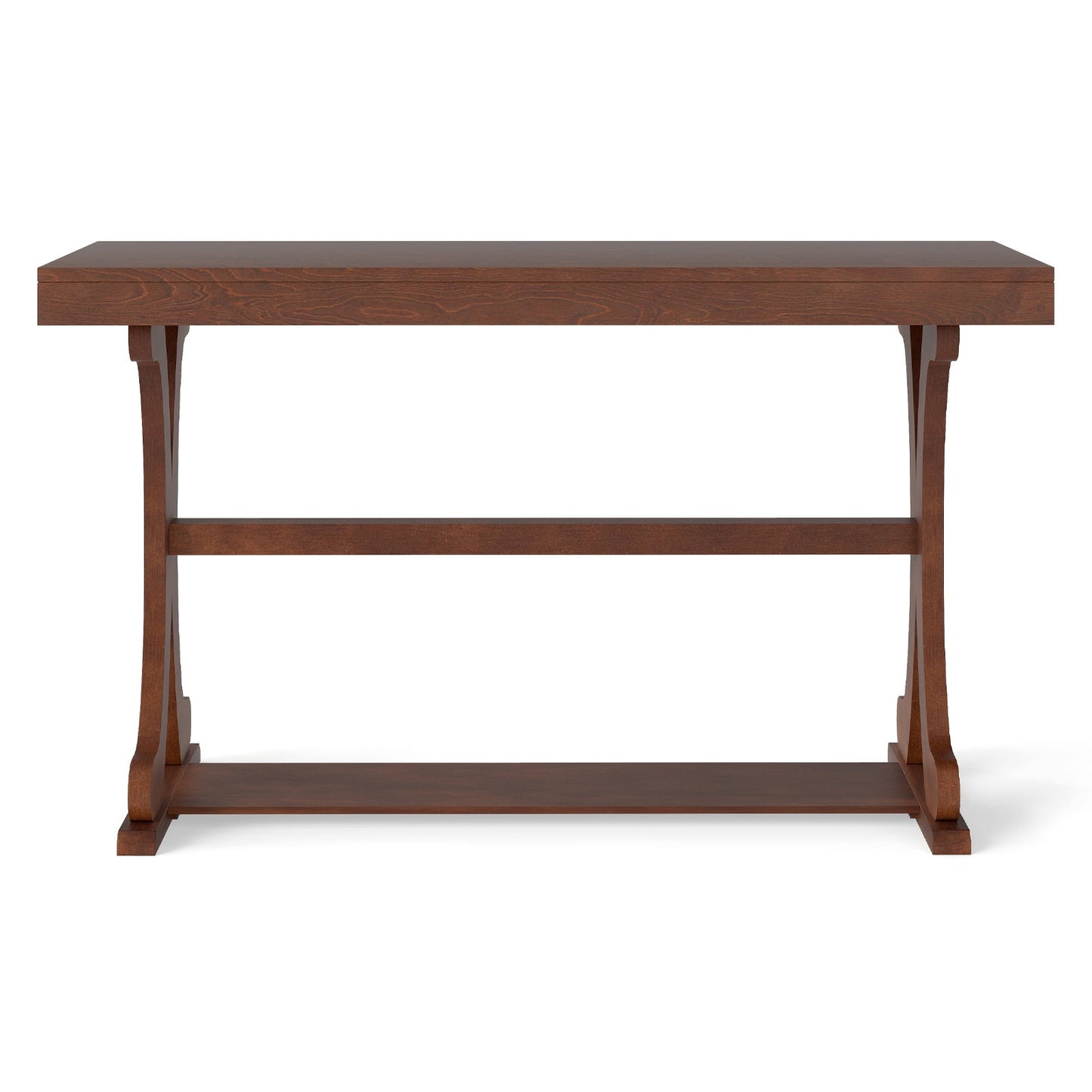 Narrow Console Table Vintage 52 Inch Long with Open Storage Shelf