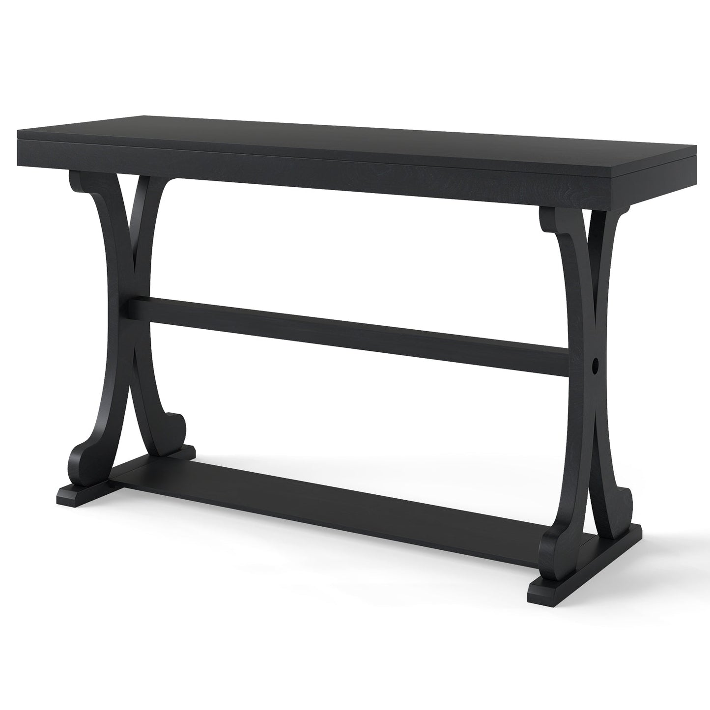 Narrow Console Table Vintage 52 Inch Long with Open Storage Shelf