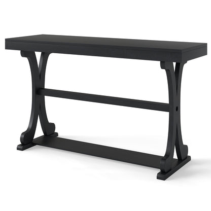 Narrow Console Table Vintage 52 Inch Long with Open Storage Shelf