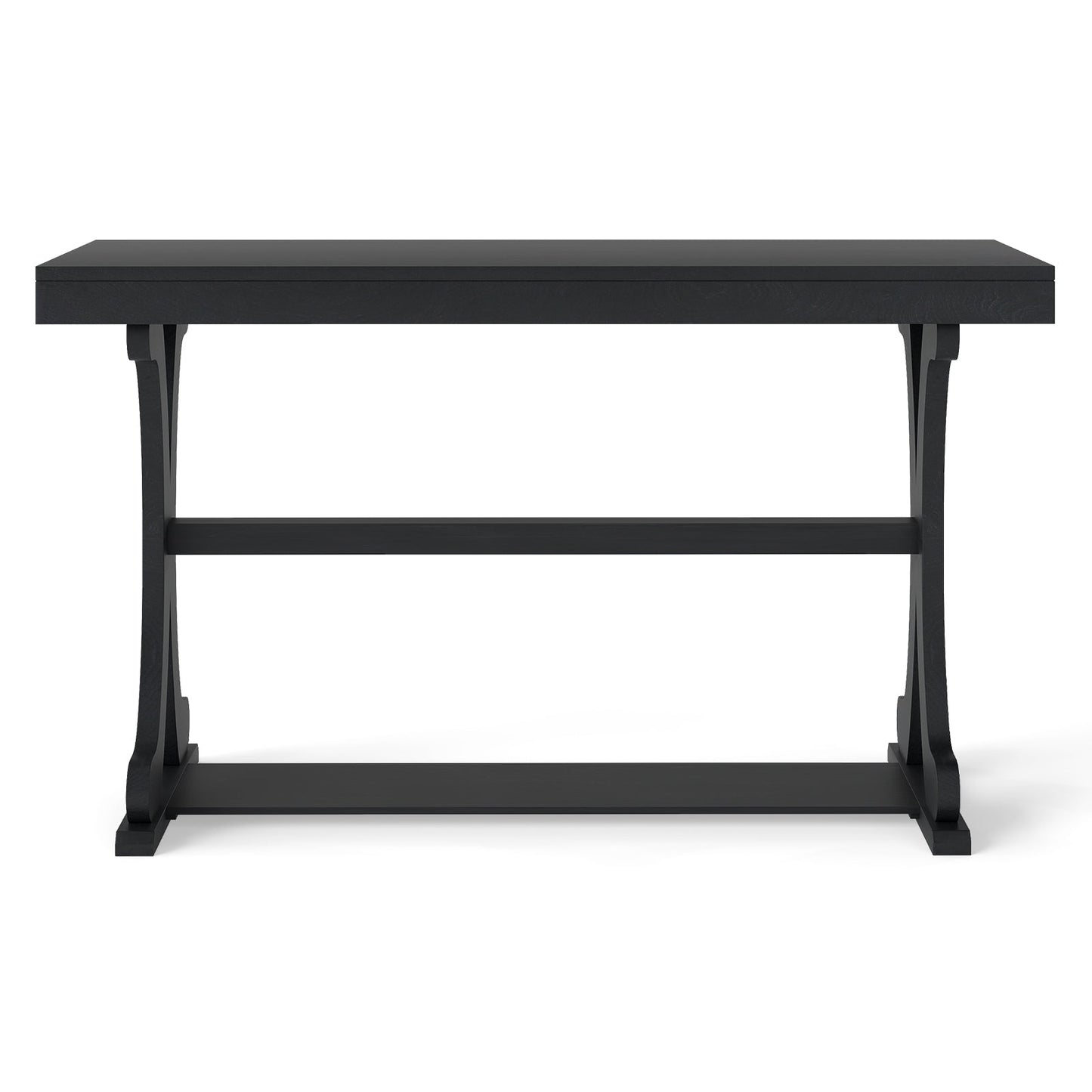 Narrow Console Table Vintage 52 Inch Long with Open Storage Shelf