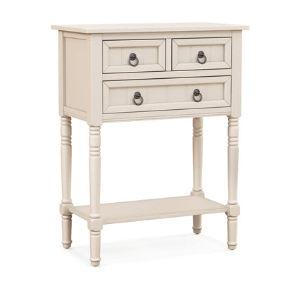 Narrow Console Table with 3 Storage Drawers and Open Bottom Shelf