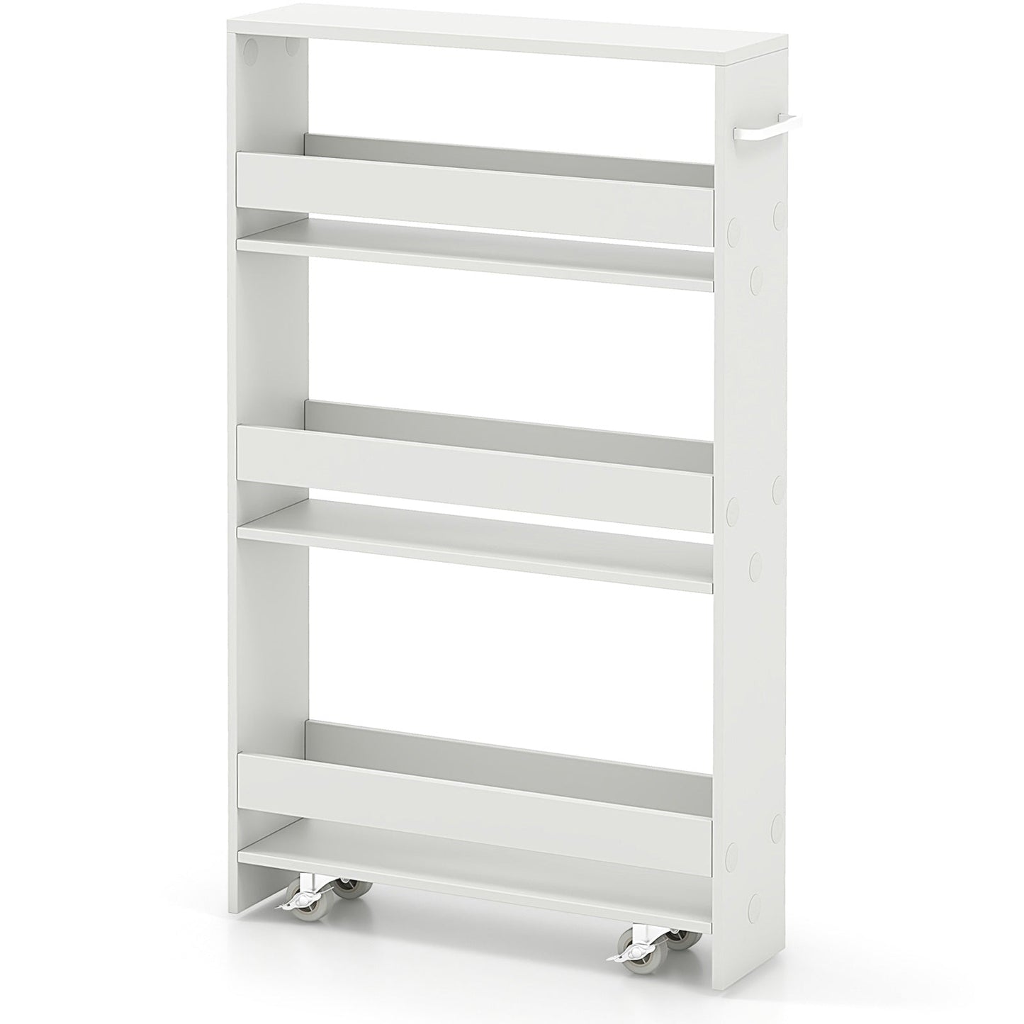 Rolling Kitchen Slim Storage Cart Mobile Shelving Organizer with Handle-Black