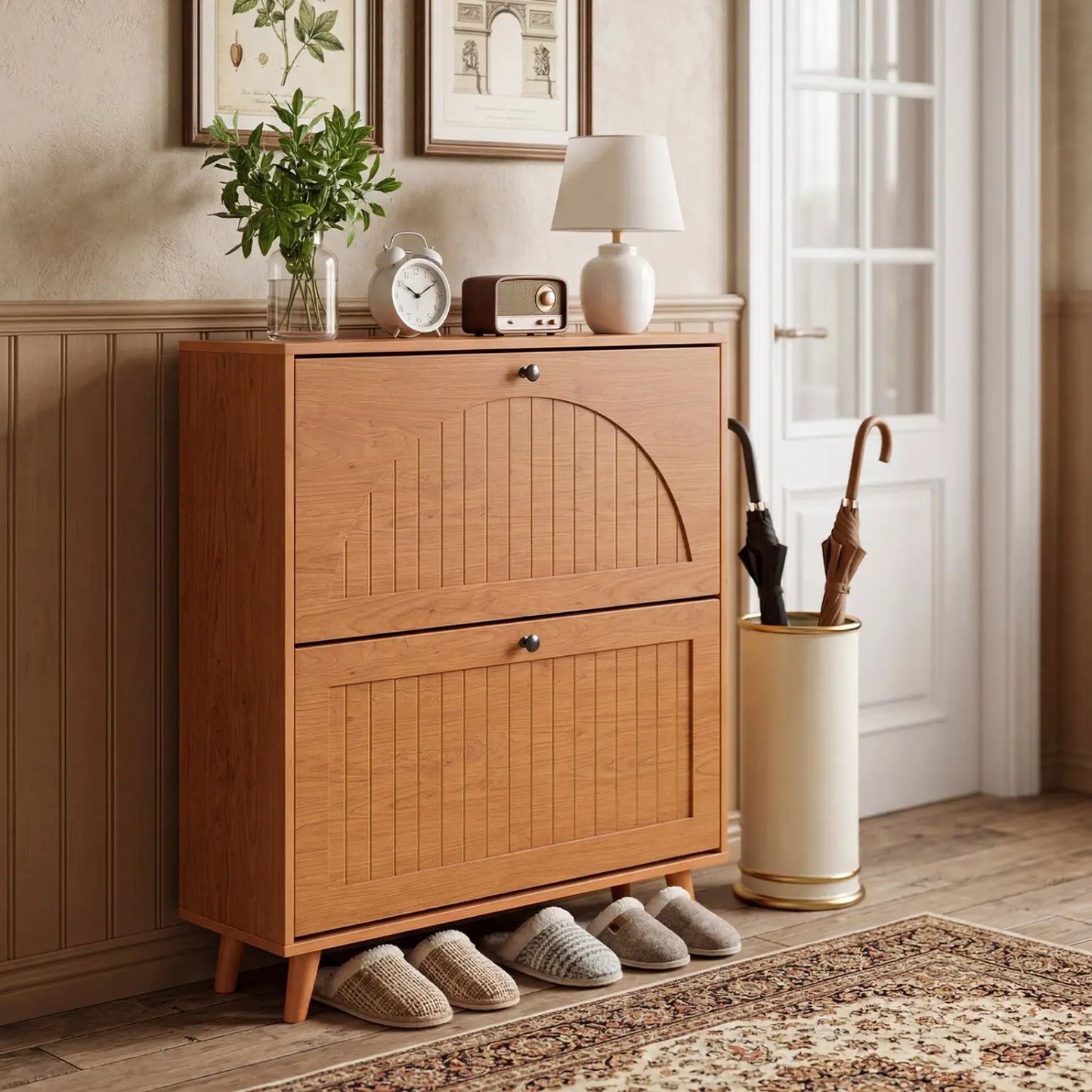 Narrow Shoe Cabinet With Adjustable Shelves