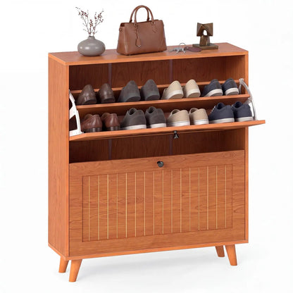 Narrow Shoe Cabinet With Adjustable Shelves