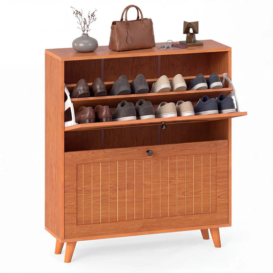 Narrow Shoe Cabinet With Adjustable Shelves
