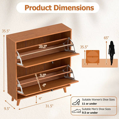 Narrow Shoe Cabinet With Adjustable Shelves
