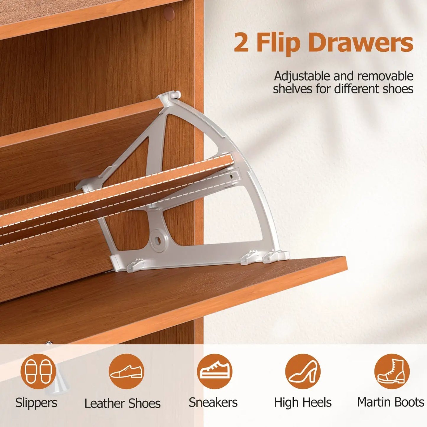 Narrow Shoe Cabinet With Adjustable Shelves