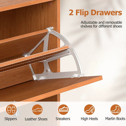 Narrow Shoe Cabinet With Adjustable Shelves