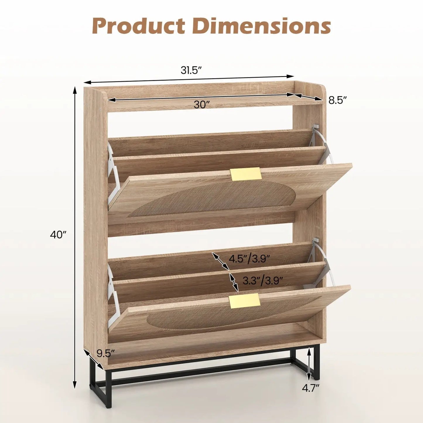 Slim Vertical Shoe Storage Cabinet with Drawers