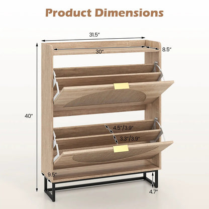 Slim Vertical Shoe Storage Cabinet with Drawers
