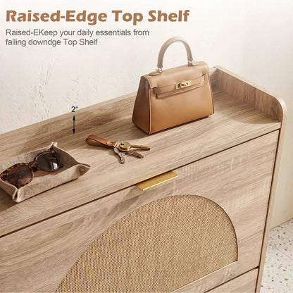 Slim Vertical Shoe Storage Cabinet with Drawers