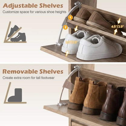 Slim Vertical Shoe Storage Cabinet with Drawers