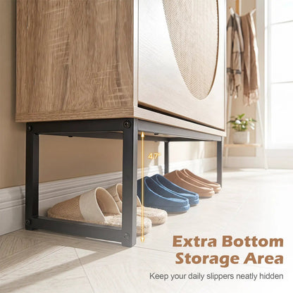 Slim Vertical Shoe Storage Cabinet with Drawers