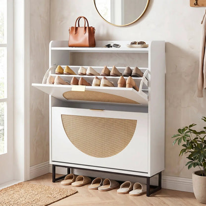 Slim Vertical Shoe Storage Cabinet with Drawers