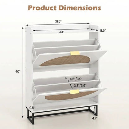 Slim Vertical Shoe Storage Cabinet with Drawers