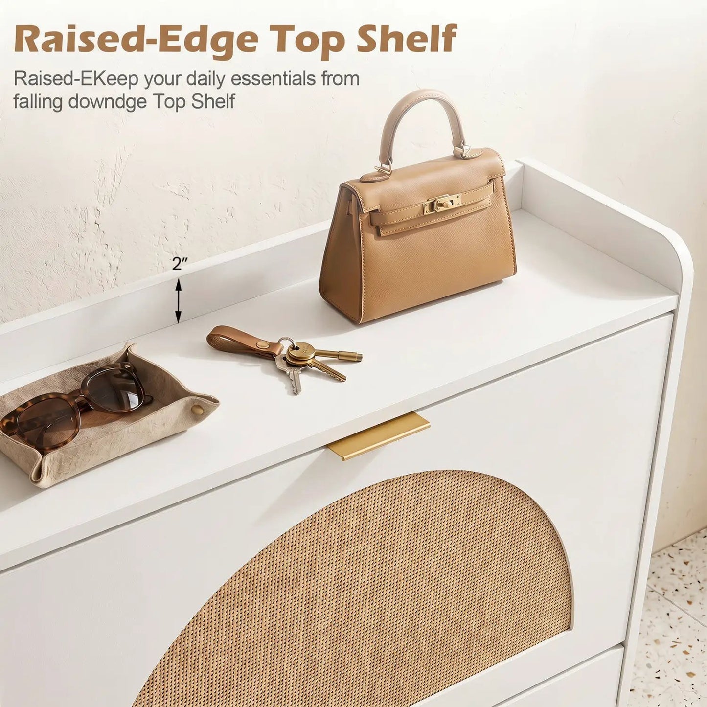 Slim Vertical Shoe Storage Cabinet with Drawers