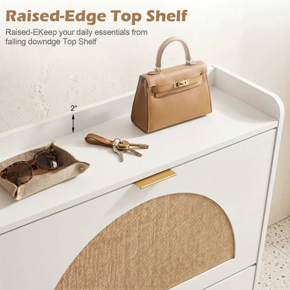 Slim Vertical Shoe Storage Cabinet with Drawers