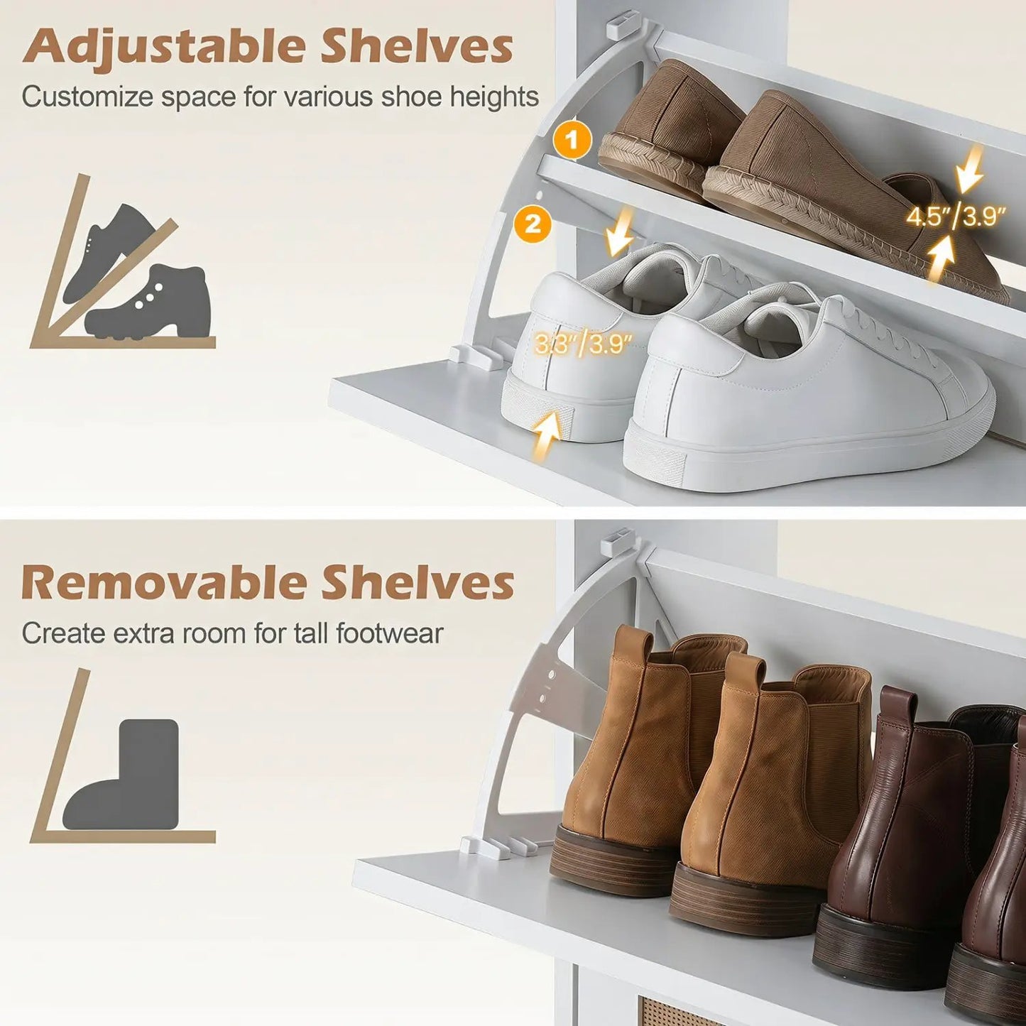 Slim Vertical Shoe Storage Cabinet with Drawers