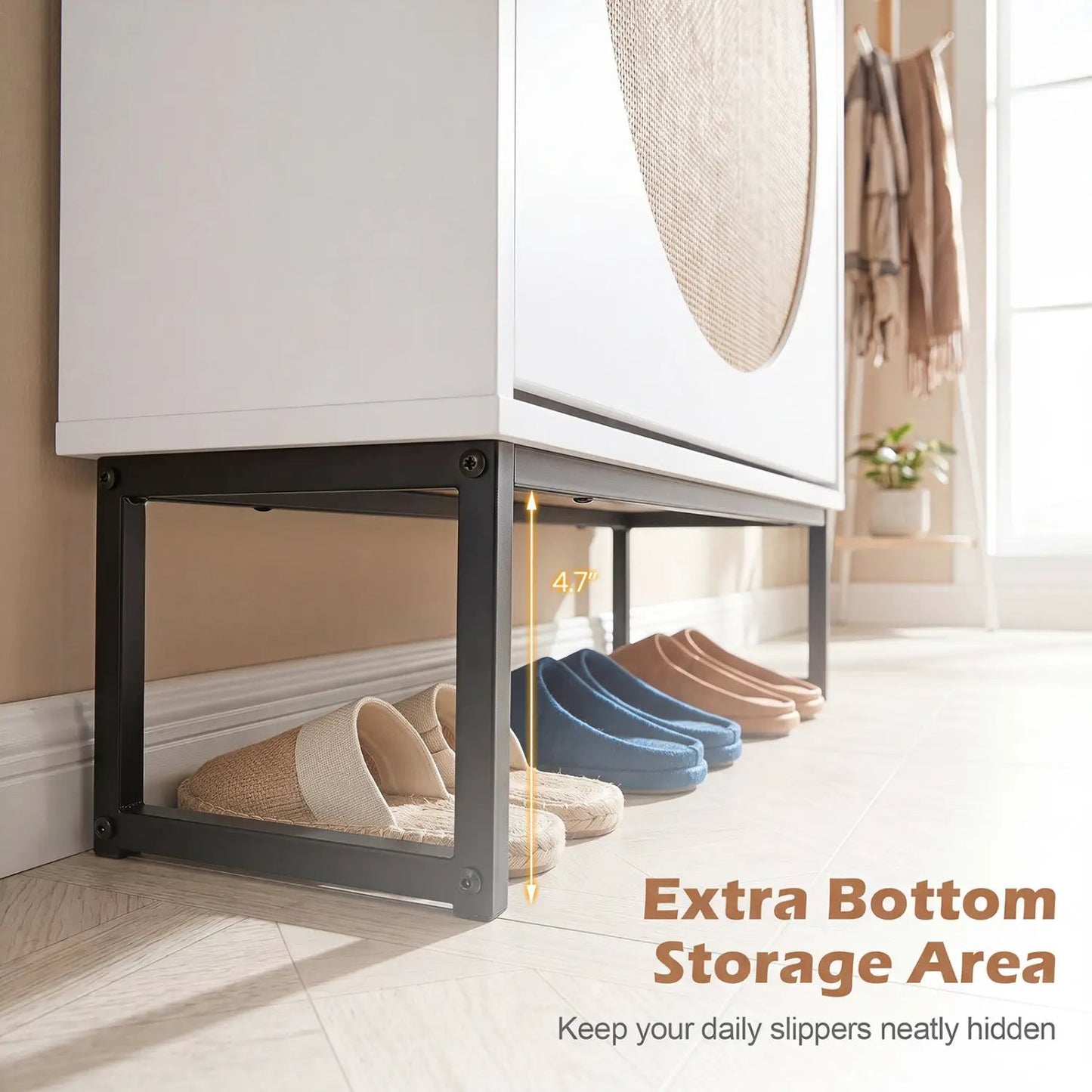 Slim Vertical Shoe Storage Cabinet with Drawers
