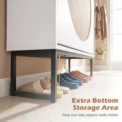 Slim Vertical Shoe Storage Cabinet with Drawers