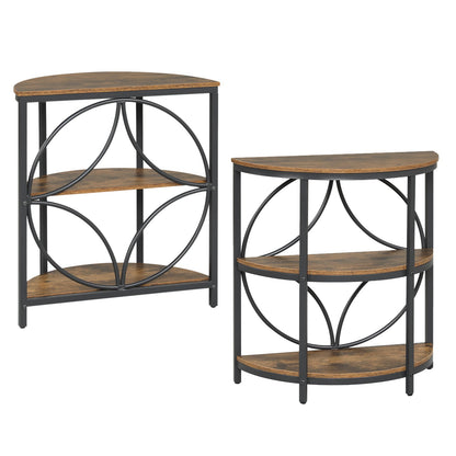 Narrow Side Table with Study Metal Frame and Storage Shelves